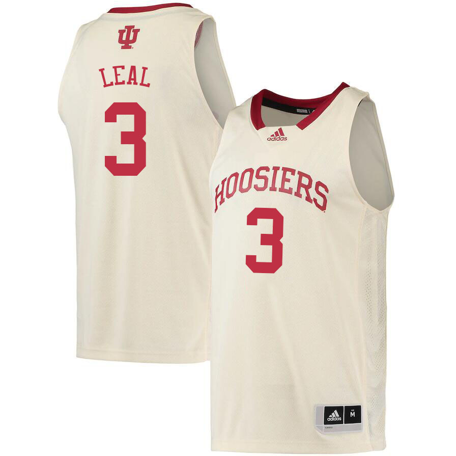 Men #3 Anthony Leal Indiana Hoosiers College Basketball Jerseys Sale-Cream